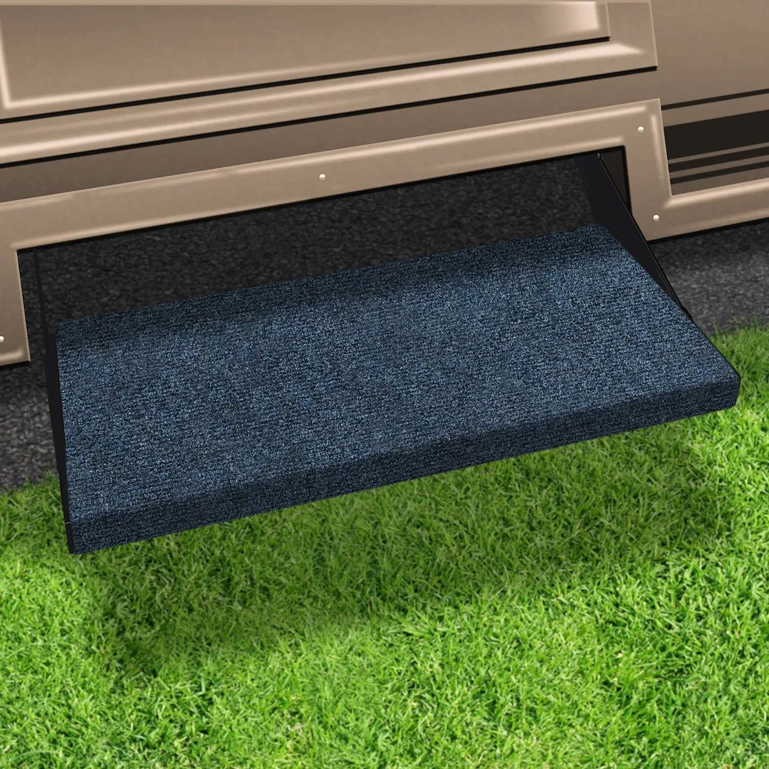 2-0352 – PRESTO FIT Entry Step Rug, Wrap Around Hook And Spring 23 Inch Width Atlantic Blue Micro-Ribbed Textured Ole...